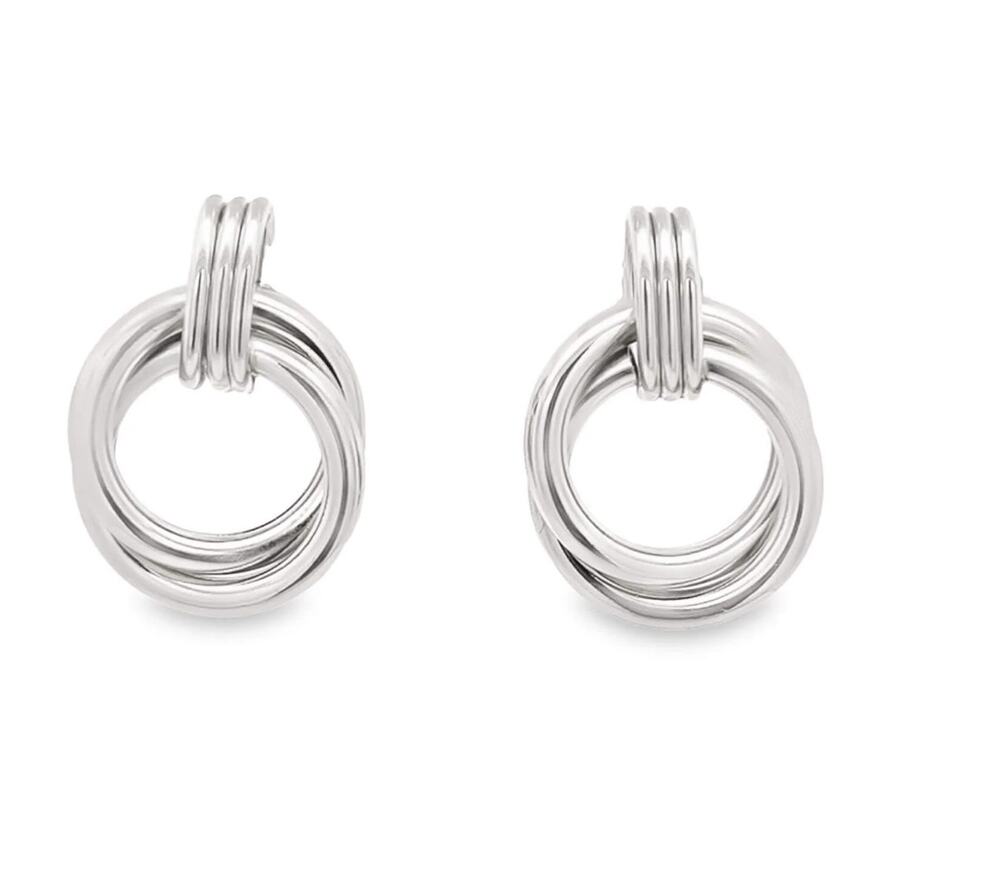 Lola Chic Twisted Plate Knotted Stud Earrings Silver Jewelry
